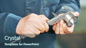  Presentation with quality control - Cool new presentation theme with quality control - mechanical technician worker hands measuring backdrop and a ocean colored foreground