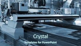  Presentation with powerful - Theme consisting of quality control - new and powerful metalworking machine background and a ocean colored foreground