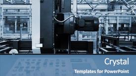  Presentation with powerful - Amazing PPT layouts having quality control - new and powerful metalworking machine backdrop and a teal colored foreground