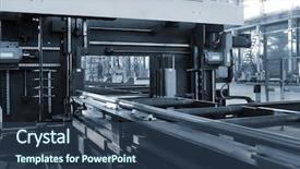  Presentation with quality control - Amazing PPT theme having quality control - new and powerful metalworking machine backdrop and a ocean colored foreground