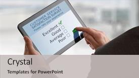  Presentation with survey - PPT theme with quality control - online customer service satisfaction survey background and a light gray colored foreground