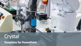  Presentation with robot arm - Presentation consisting of quality control - robot arm with visual measuring background and a gray colored foreground