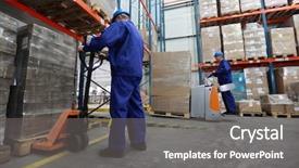 Presentation with safety - Amazing theme having quality control - two workers in uniforms backdrop and a gray colored foreground