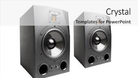  Presentation with speakers - Beautiful PPT layouts featuring quality control circle - audio speakers isolated on white backdrop and a white colored foreground