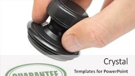  Presentation with quality control circle - PPT theme having quality control circle - hand and stamp guarantee isolated background and a white colored foreground