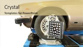  Presentation with quality control - Slide deck consisting of quality control engines - car with the camber equipment background and a yellow colored foreground