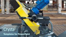  Presentation with quality control - Beautiful theme featuring quality control engines - new and powerful metalworking machine backdrop and a ocean colored foreground