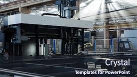  Presentation with quality control - Cool new presentation theme with quality control engines - new and powerful metalworking machine backdrop and a  colored foreground