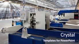  Presentation with powerful - Slides featuring quality control engines - new and powerful metalworking machine background and a  colored foreground