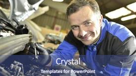  Presentation with repair shop - Cool new slide set with quality control engines - technician working in auto repair backdrop and a ocean colored foreground