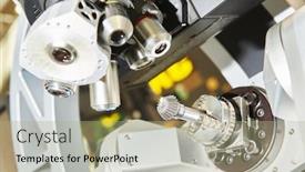  Presentation with quality control - Colorful PPT layouts enhanced with quality-control-in-bevel-gear backdrop and a mint green colored foreground