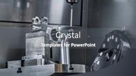  Presentation with quality control - Amazing PPT theme having quality control measurement probe metalworking cnc milling machine cutting metal modern processing technology backdrop and a gray colored foreground