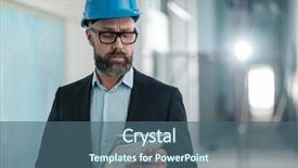  Presentation with mechanical engineering engineer tools - Amazing slides having quality engineering building - middle-aged engineer in hardhat backdrop and a  colored foreground