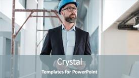  Presentation with engineering desk of civil engineer - Audience pleasing theme consisting of quality engineering building - middle-aged engineer in hardhat backdrop and a gray colored foreground