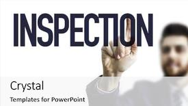  Presentation with inspection - Slide set featuring quality failed - business man pointing the text background and a white colored foreground