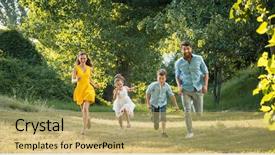  Presentation with children running - Theme consisting of las corridas - active young parents background and a yellow colored foreground