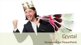  Presentation with bags plastic - Presentation theme enhanced with suit man holding plastic bags background and a cream colored foreground