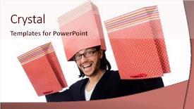  Presentation with plastic bags - Cool new slide deck with young man holding plastic bags backdrop and a lemonade colored foreground