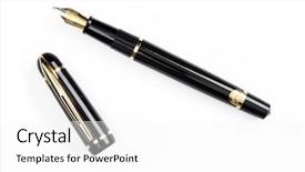  Presentation with fountain pen - Presentation design having quality ink pen isolated background and a white colored foreground