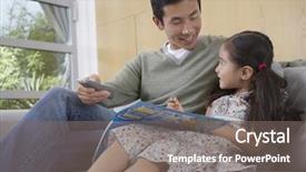  Presentation with quality life - Presentation theme having quality life - daughter with picture book sitting background and a gray colored foreground