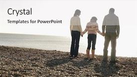  Presentation with quality life - PPT theme with quality life - family of three holding hands background and a white colored foreground