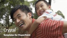  Presentation with quality life - Colorful PPT theme enhanced with quality life - father giving son piggyback 7-9 backdrop and a tawny brown colored foreground