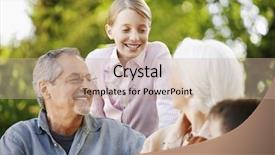  Presentation with quality life - Colorful theme enhanced with quality life - grandparents with grandchildren in back backdrop and a soft green colored foreground