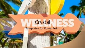  Presentation with wellness - Slides featuring quality management free - wellness signpost with palm trees background and a coral colored foreground