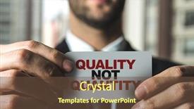  Presentation with review - Cool new slide deck with quality not quantity backdrop and a tawny brown colored foreground