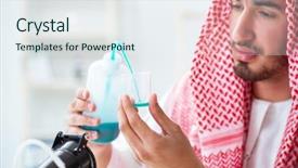  Presentation with water desalination - Presentation design featuring quality of drinking water background and a sky blue colored foreground