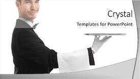 Presentation with silver chalice - Theme enhanced with quality presentation - waiter holding empty silver tray background and a white colored foreground