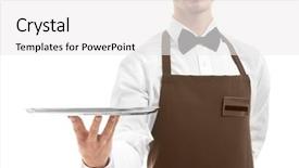  Presentation with silver fern black white flag - Audience pleasing slides consisting of quality presentation - waiter holding empty silver tray backdrop and a white colored foreground