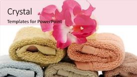  Presentation with spa - Presentation design with quality pyramid - stacked up spa bath towels background and a coral colored foreground