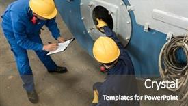  Presentation with steam - Slide deck having quality requirements of manufactured industrial background and a tawny brown colored foreground