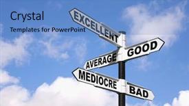  Presentation with good - Presentation theme having quality review - signpost with the words excellent background and a teal colored foreground