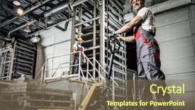  Presentation with paving - Colorful theme enhanced with quality service - young worker moving paving stones backdrop and a violet colored foreground