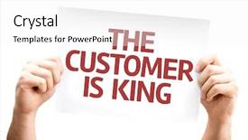  Presentation with king - Presentation theme featuring quality slogan - customer is king card isolated background and a white colored foreground