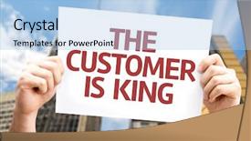  Presentation with king - Presentation with quality slogan - customer is king card background and a light blue colored foreground