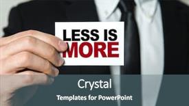  Presentation with slogan - PPT theme featuring quality slogan - less is more background and a ocean colored foreground
