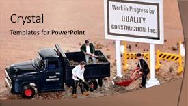  Presentation with under construction - Presentation theme having quality street sign - construction macro background and a lemonade colored foreground
