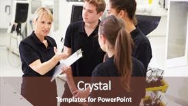  Presentation with components - Audience pleasing slide deck consisting of industrial training - engineer in factory with apprentices backdrop and a tawny brown colored foreground