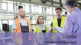  Presentation with inspector - Colorful PPT theme enhanced with masculine feminie - male inspector examining file backdrop and a violet colored foreground