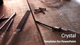  Presentation with screw driver - PPT theme with quality workmanship - old and well used tools background and a tawny brown colored foreground