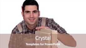  Presentation with cabinetmaker - Cool new presentation theme with quality workmanship - portrait of cabinetmaker backdrop and a coral colored foreground