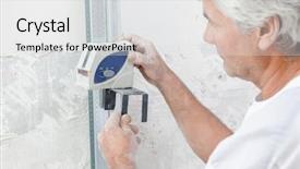  Presentation with measurement - Slide deck featuring quality workmanship - taking a measurement background and a  colored foreground