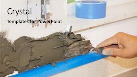  Presentation with mortar - Amazing theme having quality workmanship - tile setter applying mortar backdrop and a lemonade colored foreground