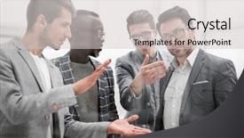  Presentation with team - Presentation theme enhanced with quantity - close up business team new background and a light gray colored foreground