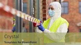  Presentation with hazmat - Presentation theme enhanced with quarantine-and-pandemic-concept-healthcare background and a yellow colored foreground