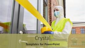  Presentation with hazmat - Presentation theme featuring quarantine-and-pandemic-concept-healthcare background and a yellow colored foreground