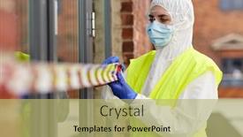  Presentation with hazmat - Cool new presentation theme with quarantine-and-pandemic-concept-healthcare backdrop and a yellow colored foreground